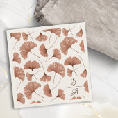 Serviette En Papier Élégant Motif de Terracotta Ginkgo Mariage Monogra