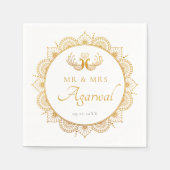 Serviette En Papier Élégant Motif d'or Mariage indien (Devant)