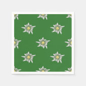 Serviette En Papier Elégant motif edelweiss sur arrière - plan vert (Devant)
