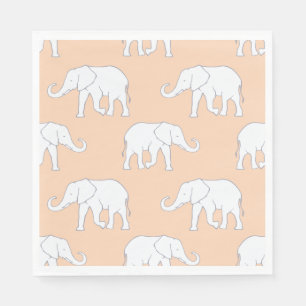 Serviette En Papier Élégant motif éléphant blanc sur pastel doux