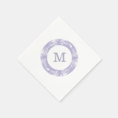 Serviette En Papier Élégant Motif Feuille Lavender Monogramme (Coin)