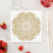 Serviette En Papier Élégant Motif Fleur Mandala Gold Chic Faux (En situation)