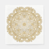 Serviette En Papier Élégant Motif Fleur Mandala Gold Chic Faux (Devant)