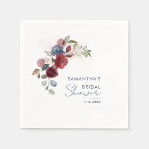 Serviette En Papier Élégant motif floral aquarelle écriture manuscrite