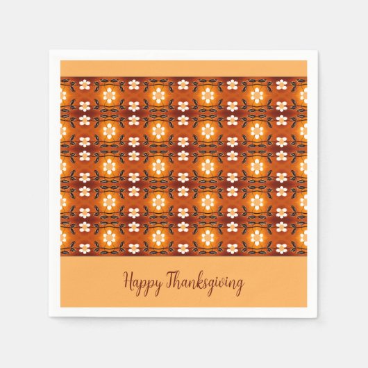 Serviette En Papier Élégant motif floral avec Pêche (Devant)