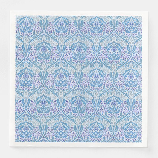 Serviette En Papier Élégant motif floral bleu (Devant)