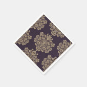 Serviette En Papier Elégant motif floral chic or damassé (Coin)