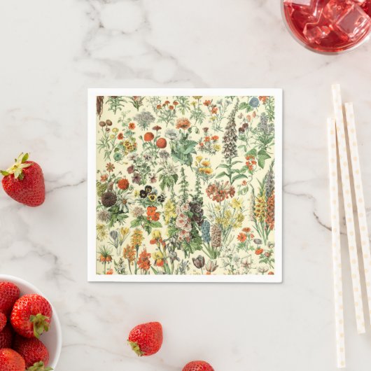 Serviette En Papier Élégant Motif Floral Fleurs Botaniques (En situation)