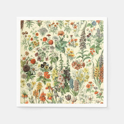 Serviette En Papier Élégant Motif Floral Fleurs Botaniques (Devant)