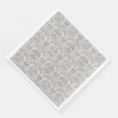Serviette En Papier Élégant motif floral gris (Coin)