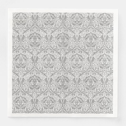 Serviette En Papier Élégant motif floral gris (Devant)