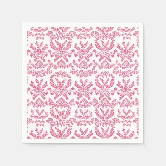 Serviette En Papier Élégant motif floral indien rose (Devant)