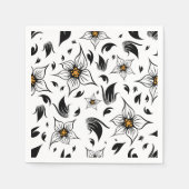 Serviette En Papier Élégant motif floral noir et blanc (Devant)