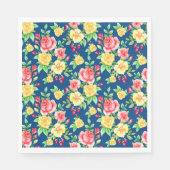 Serviette En Papier Élégant motif floral rose jaune rouge (Devant)