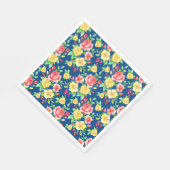 Serviette En Papier Élégant motif floral rose jaune rouge (Coin)