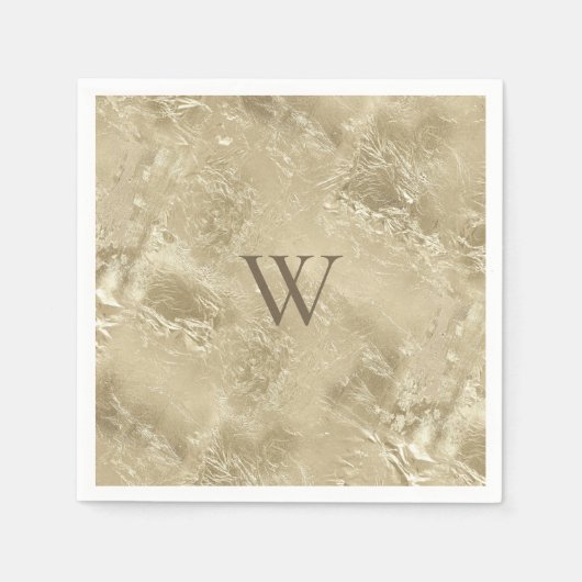 Serviette En Papier Élégant Motif métal or avec Monogramme (Devant)