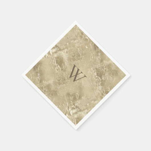 Serviette En Papier Élégant Motif métal or avec Monogramme (Coin)