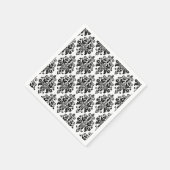 Serviette En Papier Élégant motif noir et blanc Damas (Coin)