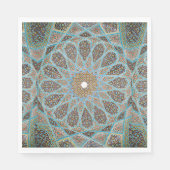 Serviette En Papier Élégant Motif oriental perse bleu arabesque (Devant)
