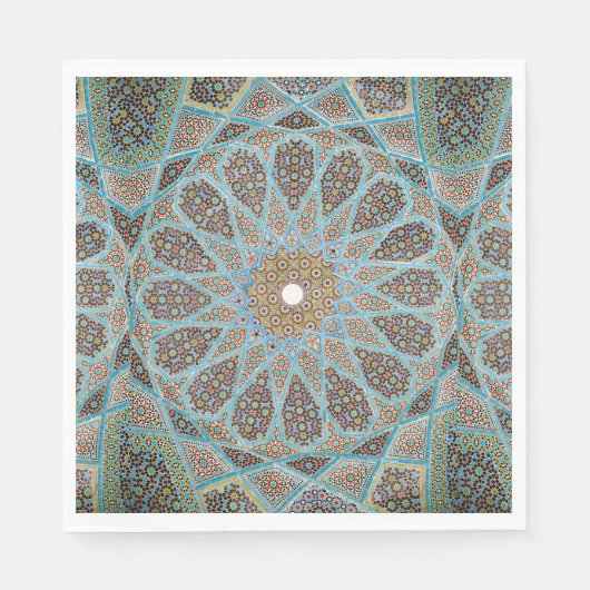 Serviette En Papier Élégant Motif oriental perse bleu arabesque (Devant)