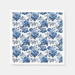 Serviette En Papier Élégant motif rose bleu