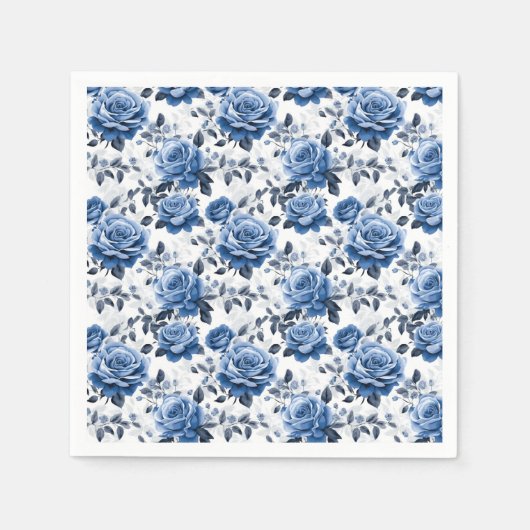 Serviette En Papier Élégant motif rose bleu (Devant)