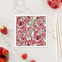 Elégant Motif Rose Vintage - Rouge & Vert Floral
