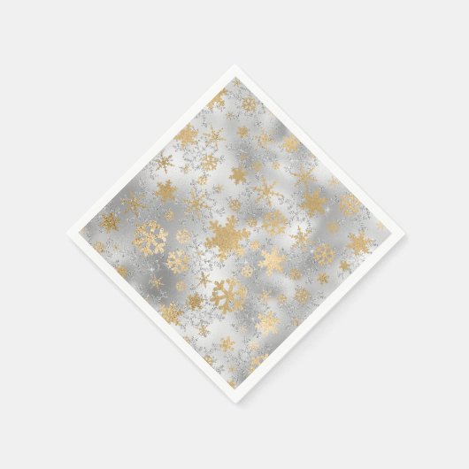 Serviette En Papier Élégant Motif Silver Gold Snowflake (Coin)