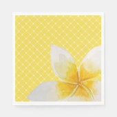 Serviette En Papier Élégant Motif Tropical Flower & Trellis | Jaune (Devant)