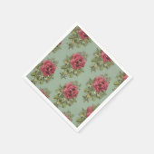 Serviette En Papier Élégant Motif victorien de Rose rouge (Coin)