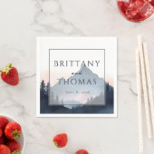 Serviette En Papier Elegant Mountain Wedding Invitation (En situation)