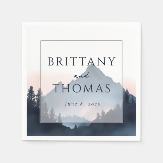 Serviette En Papier Elegant Mountain Wedding Invitation (Devant)
