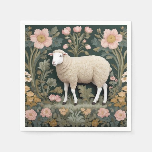 Serviette En Papier Elégant mouton blanc William Morris inspiré (Devant)