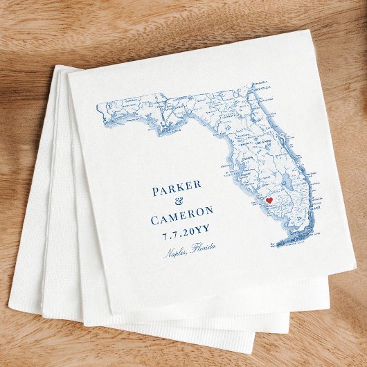 Serviette En Papier Élégant Naples Florida Map Mariage
