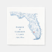 Serviette En Papier Élégant Naples Florida Map Mariage (Devant)