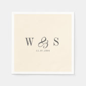 Serviette En Papier Elegant natural cream initial wedding couples (Devant)
