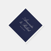 Serviette En Papier Elegant Navy Blue Calligraphy Wedding (Coin)