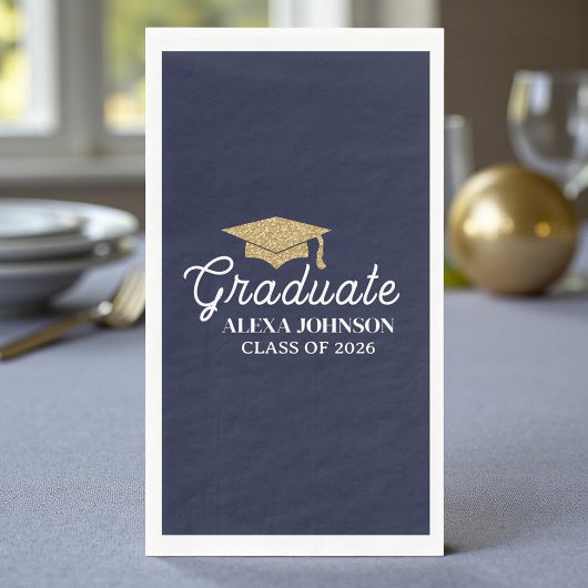 Serviette En Papier Elegant Navy Blue Class Of 2026 Graduation
