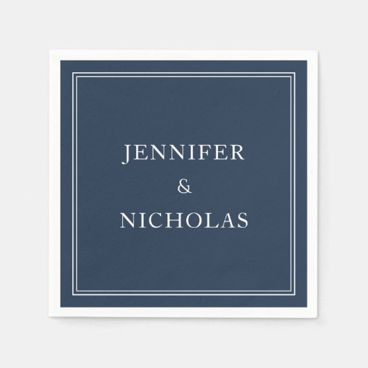 Serviette En Papier Elegant Navy Blue Wedding (Devant)