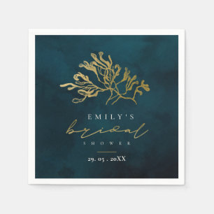 SERVIETTE EN PAPIER ÉLÉGANT NAVY OR SOUS-MARIN BRIDE FÉERIE