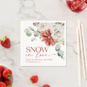 Serviette En Papier Élégant Neige Rouge en Amour Mariage d'Hiver (En situation)