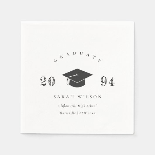 Serviette En Papier Élégant Nettoyage Minimal Simple Graduation Cap (Devant)