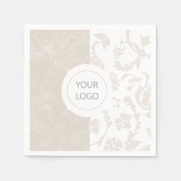 Serviette En Papier Elegant Neutral Floral Damask Logo Party
