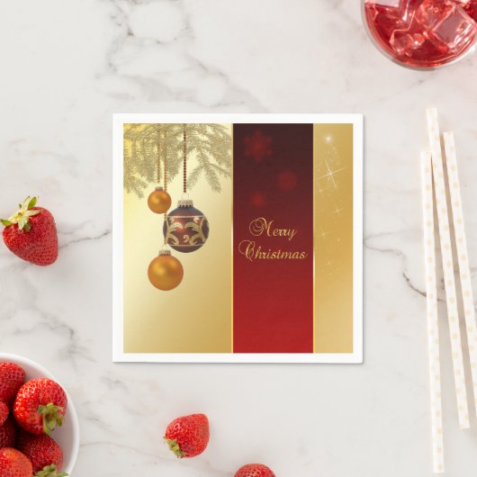 Serviette En Papier Élégant Noël d'or (En situation)