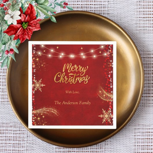 Serviette En Papier Élégant Noël Fête Rouge