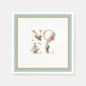 Serviette En Papier Élégant Noël Gold Noel Vert Berries Vert (Devant)