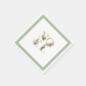 Serviette En Papier Élégant Noël Gold Noel Vert Berries Vert (Coin)