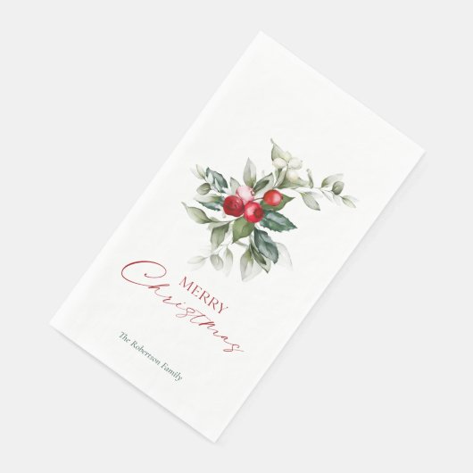 Serviette En Papier Élégant Noël Holly (Coin)