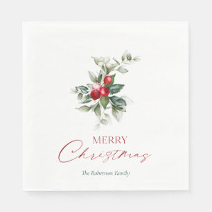Serviette En Papier Élégant Noël Holly Napkin