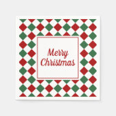 Serviette En Papier Élégant Noël Joyeux Rouge Et Vert (Devant)